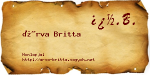 Árva Britta névjegykártya